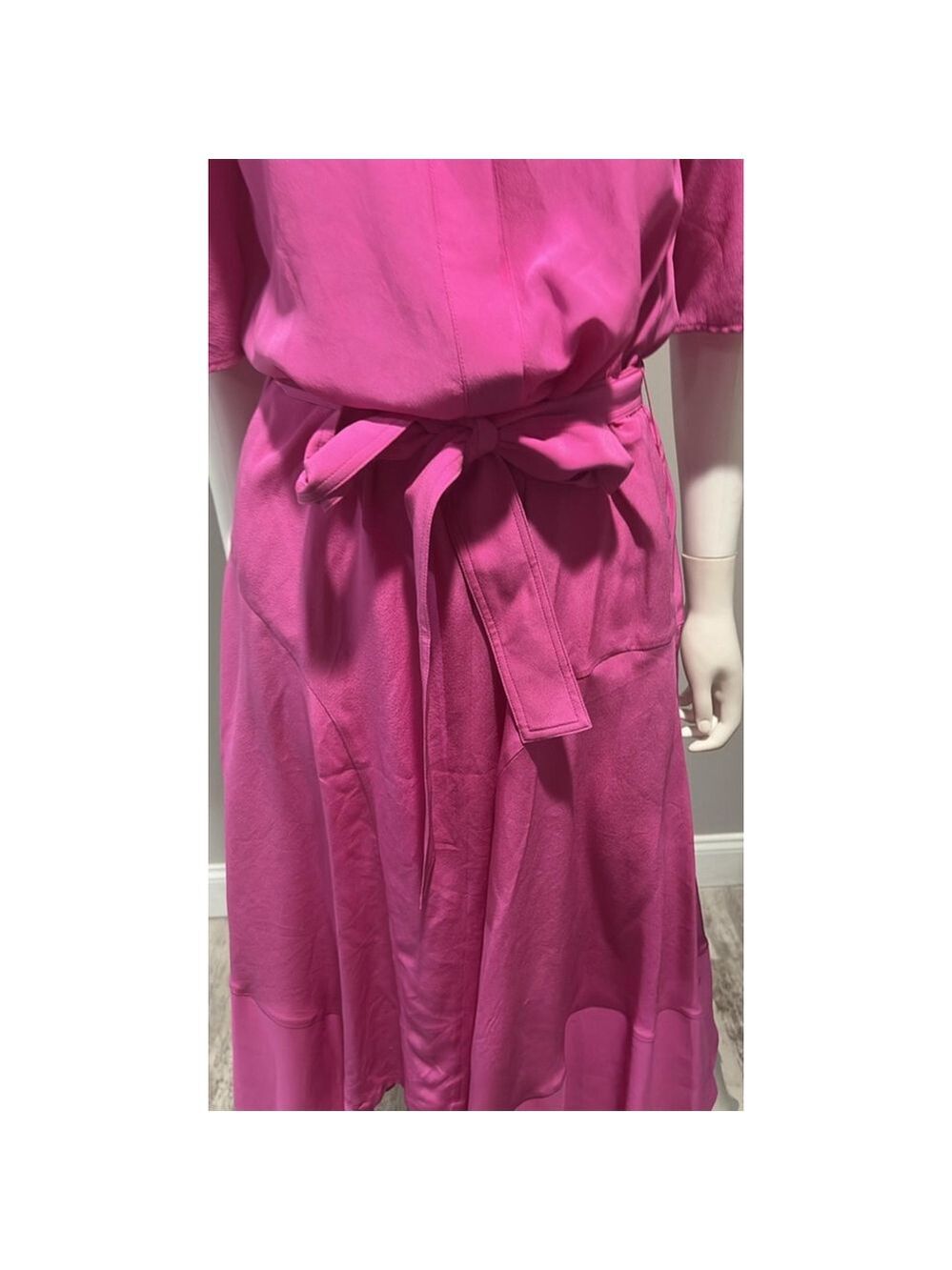 Stella McCartney Pink Asymmetrical Silk Midi Dress Size 4 (42) - Picture 10 of 11